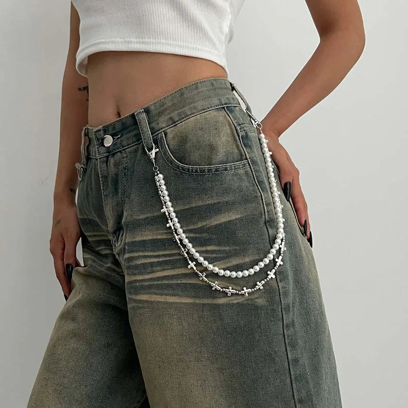 Pearl Beaded Jeans Waist Chain