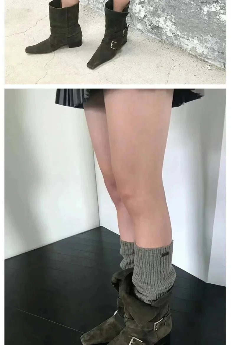 Vintage Suede Square Heel Boots