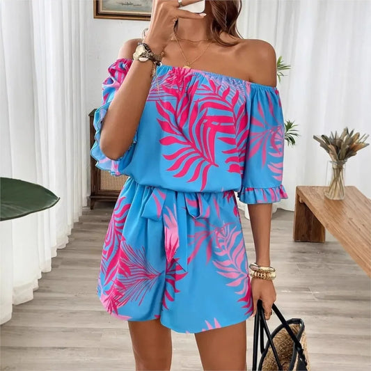One Shoulder Printed Jumpsuit