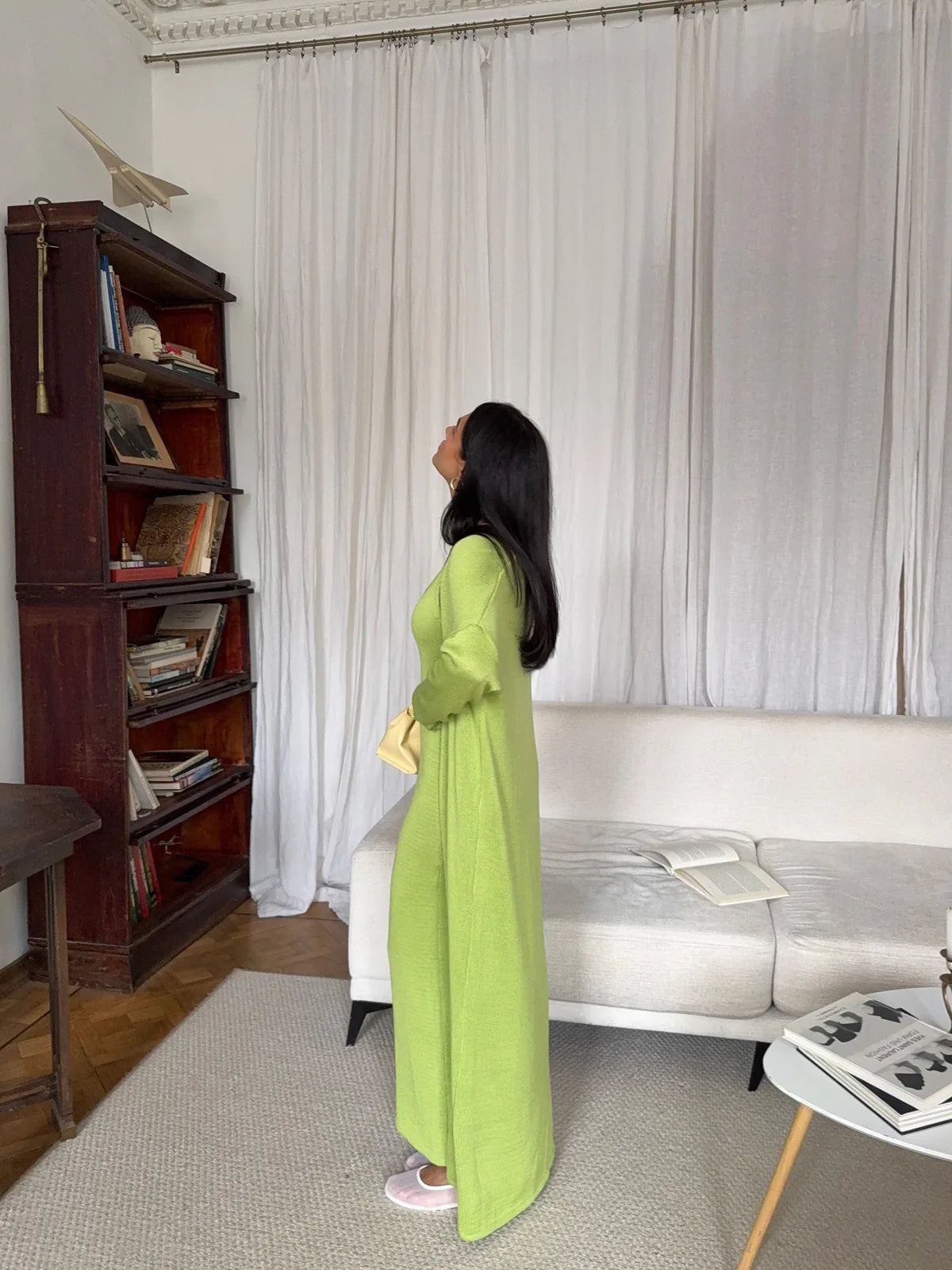 V-Neck Ribbed Knit Maxi Dress Set