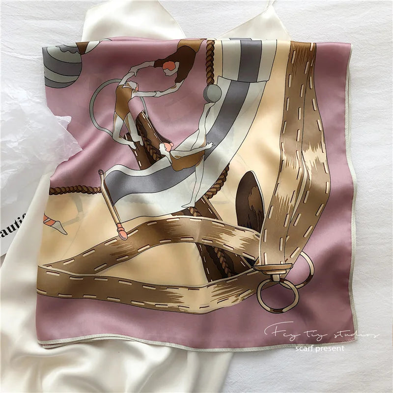 Elegant Art Gallery Style 100% Pure Silk Scarves For Women Soft Thin Striped Mulberry Silk Square Scarf Versatile For Spring Sum