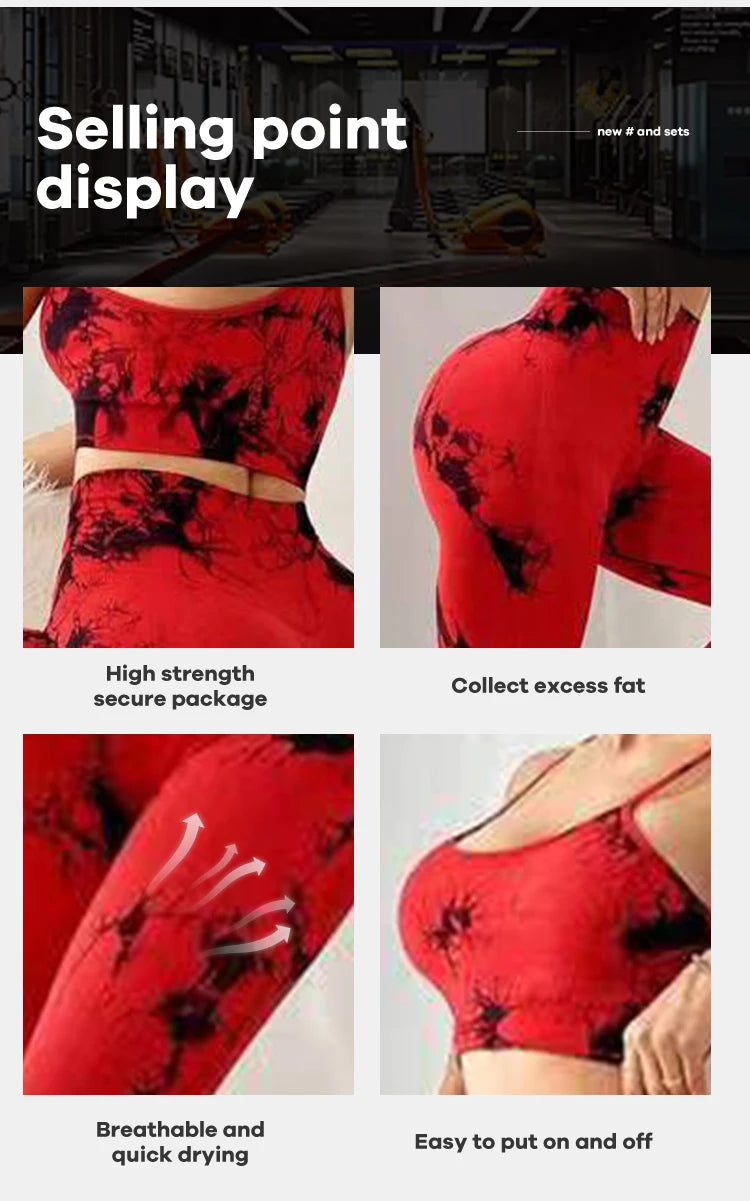 Breathable Tie Dye Yoga Tracksuit Set