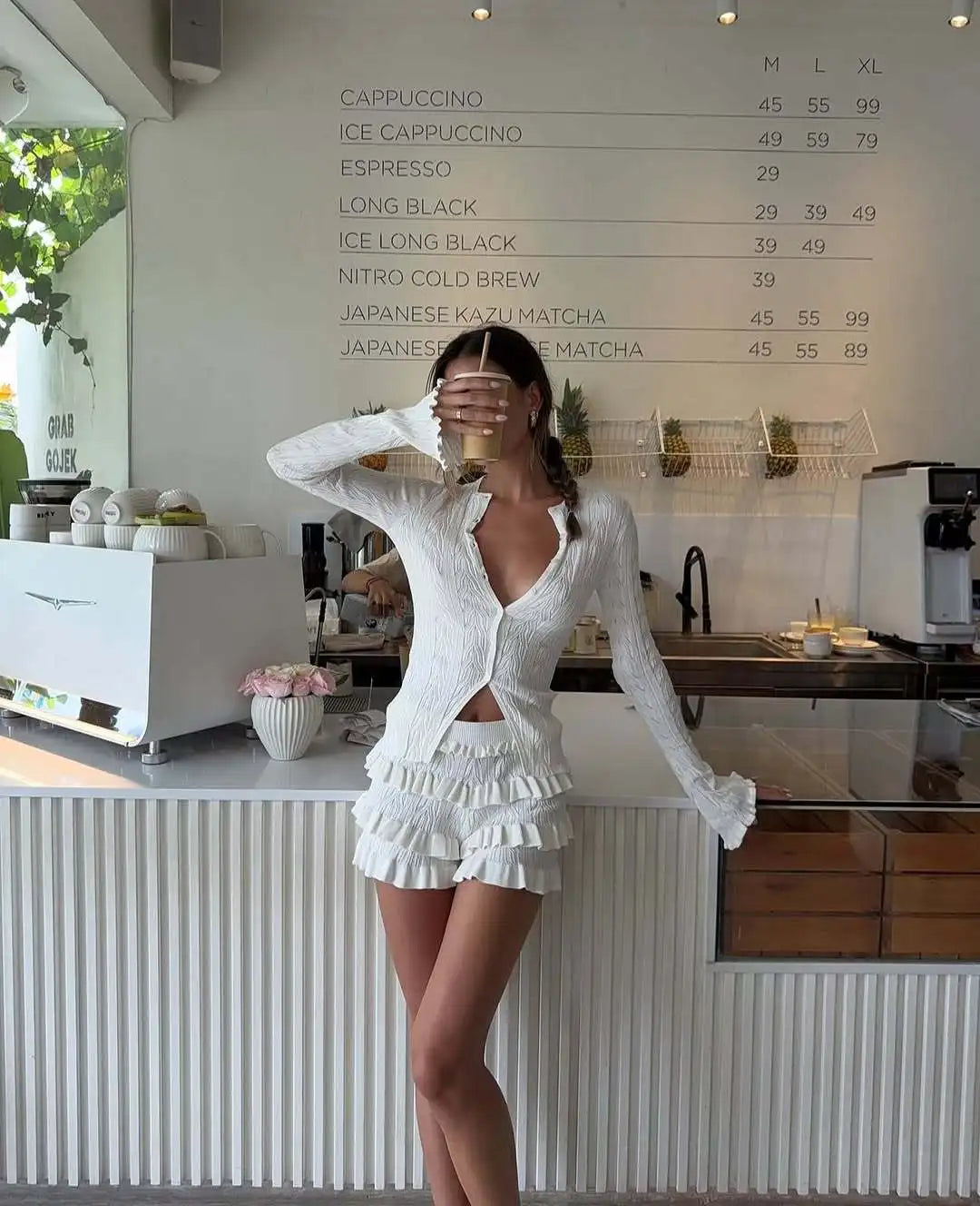 Ruffled Patchwork Knit Set