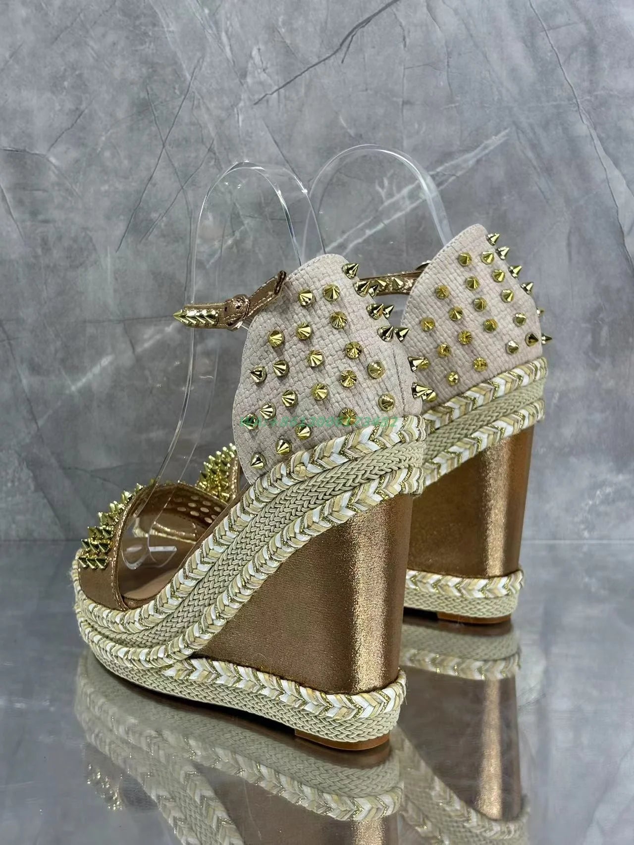 Open Toe Metallic Buckle Platform Wedge Sandals For Women