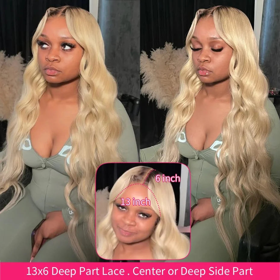 Ombre Dark Root Brazilian Lace Front Body Wave Wig For Women