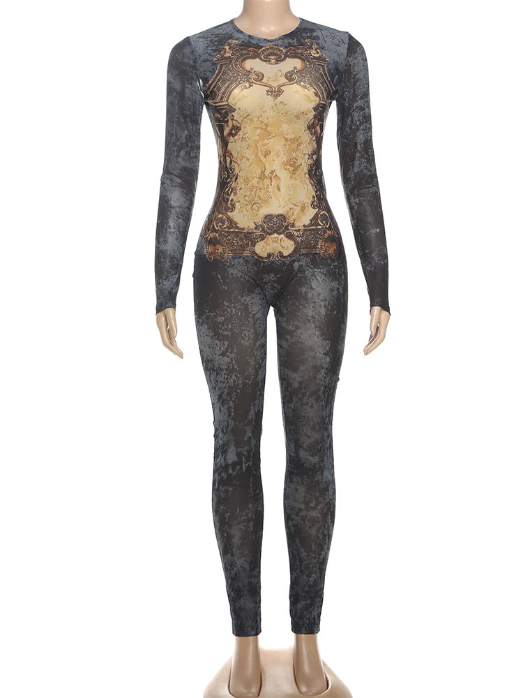 Slim Fit Long Sleeve Ankle Length Jumpsuit for Women