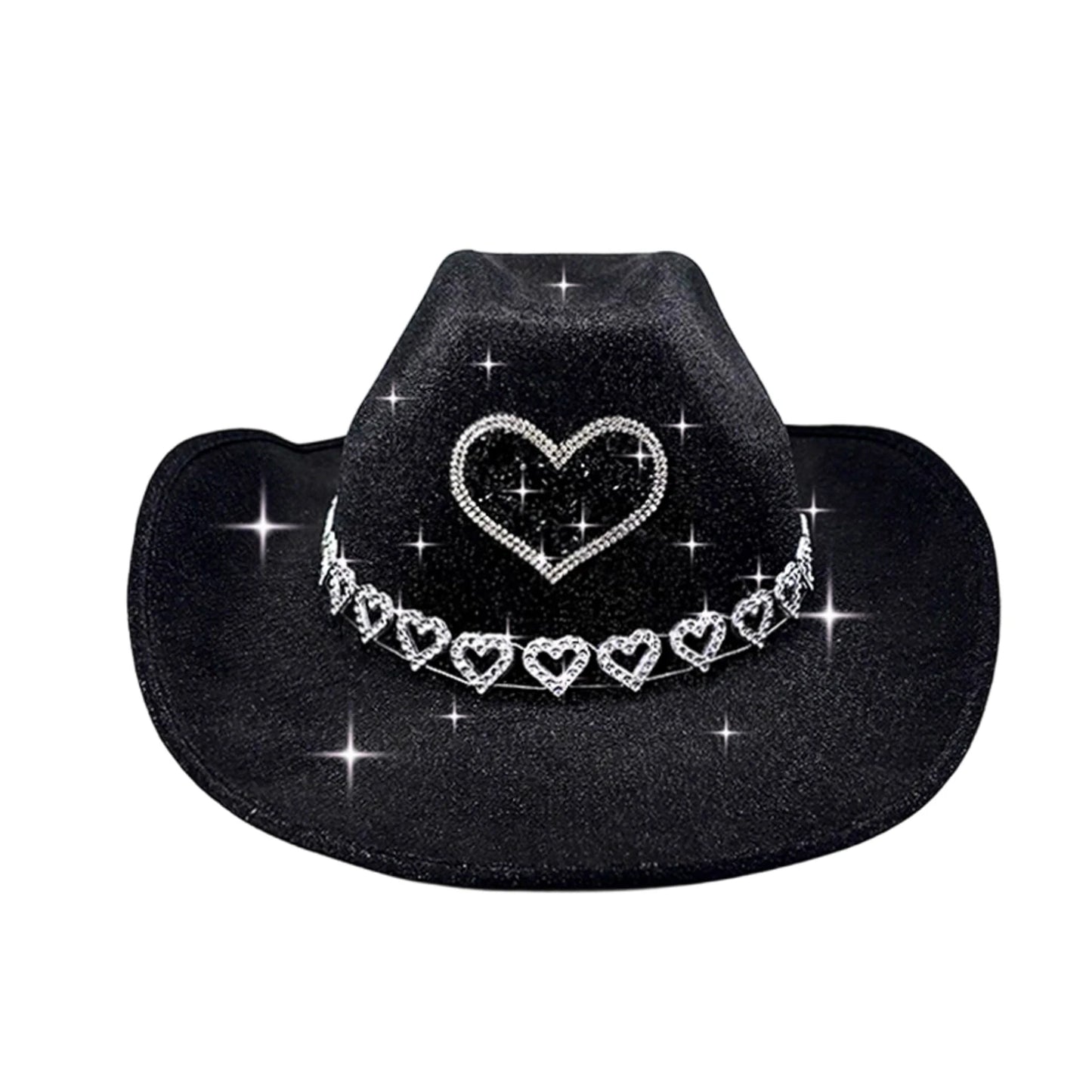 Glitter Rhinestone Western Wide Brim Cowgirl Hat for Women