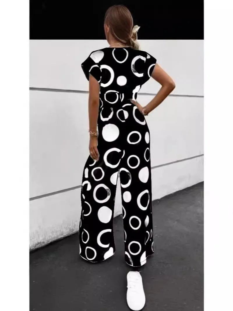 Wide Leg Belted Boho Jumpsuit