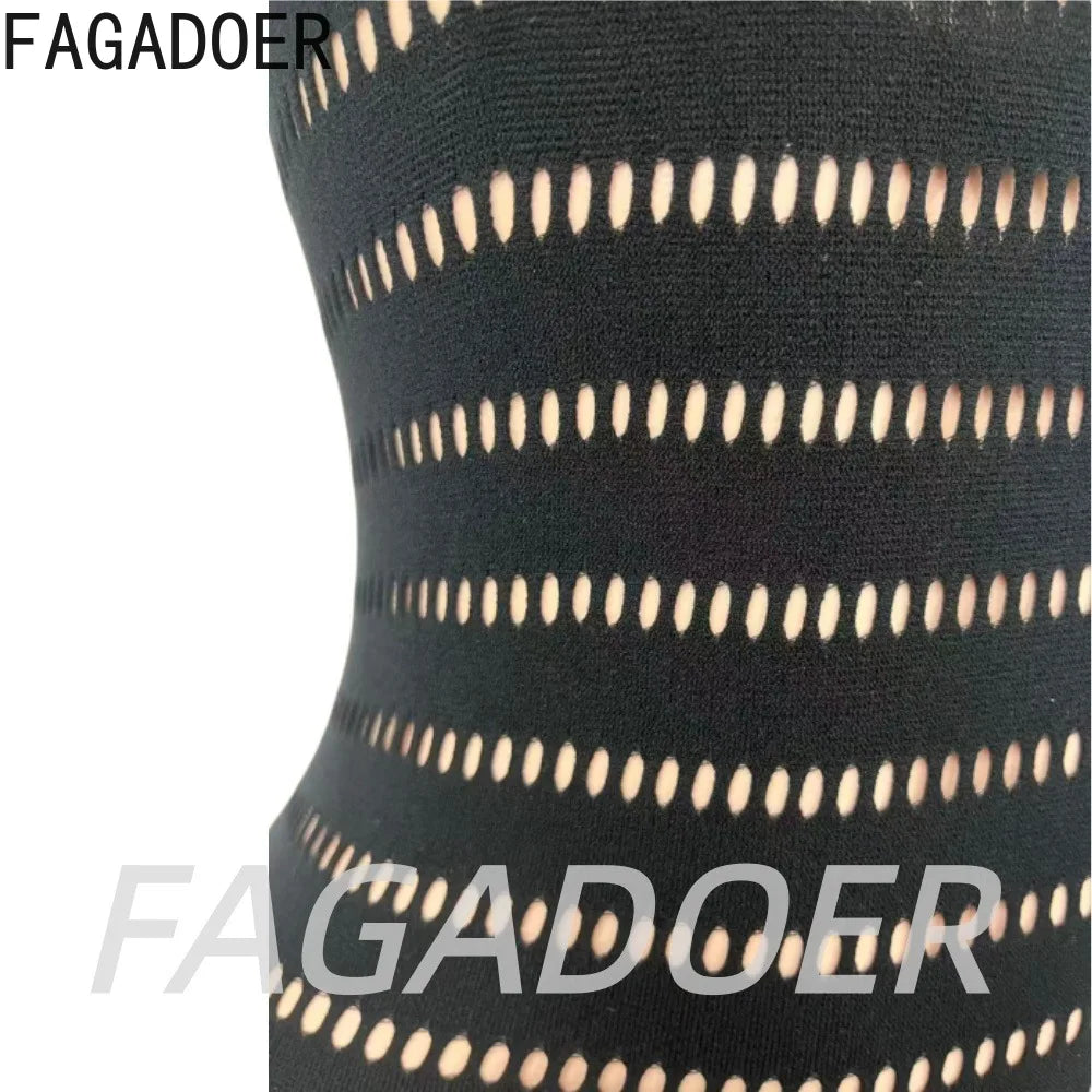 Knit See Through Hollow Out Solid Color Jumpsuit for Women