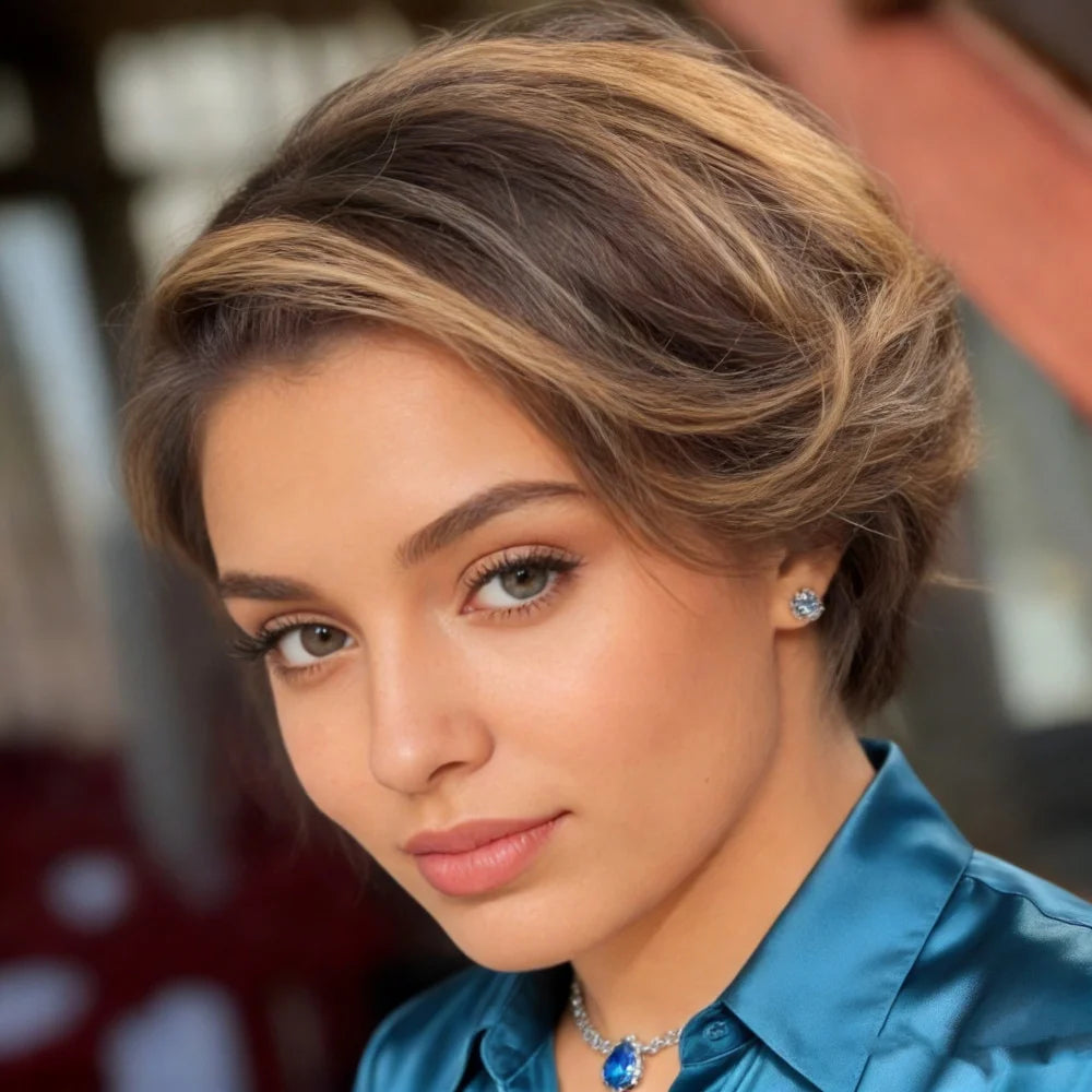 Short Pixie Bob Lace Front Human Hair Wig for Women