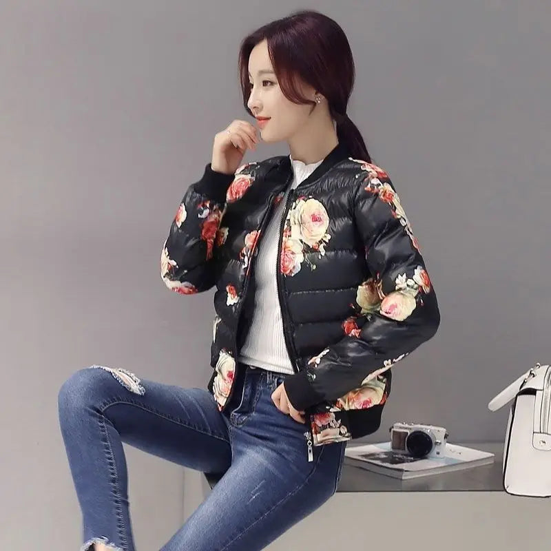 2026 Autumn Winter Women's New Cotton Jacket  Fashionable Slim Coat Baseball Cotton Jacket Printed