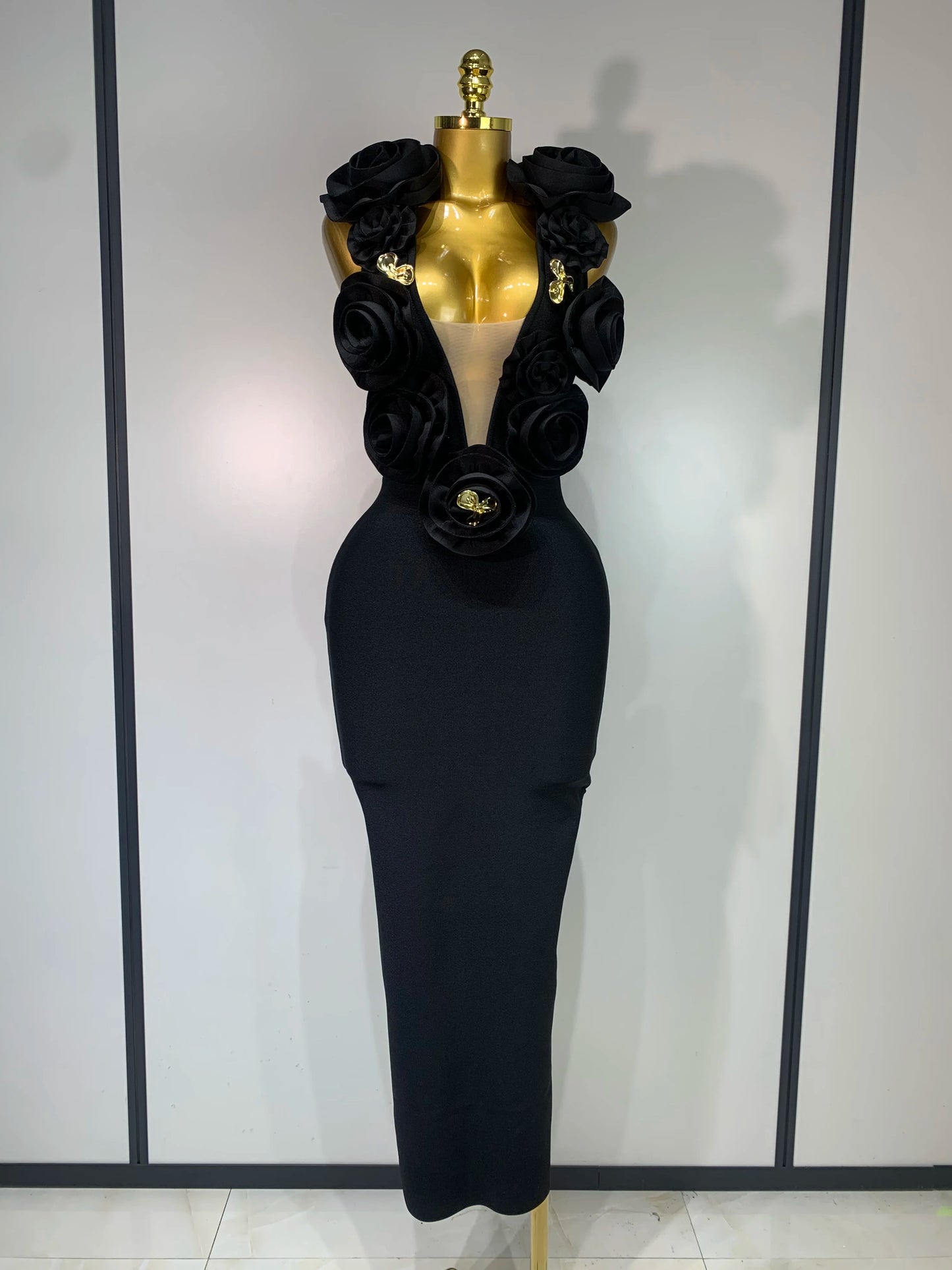 2025 New Fashion 3D Flower Sleeveless Bodycon Bandage Dress Women Celebrity Elegant Party Club Luxury Birthday Dress Vestidos ﻿