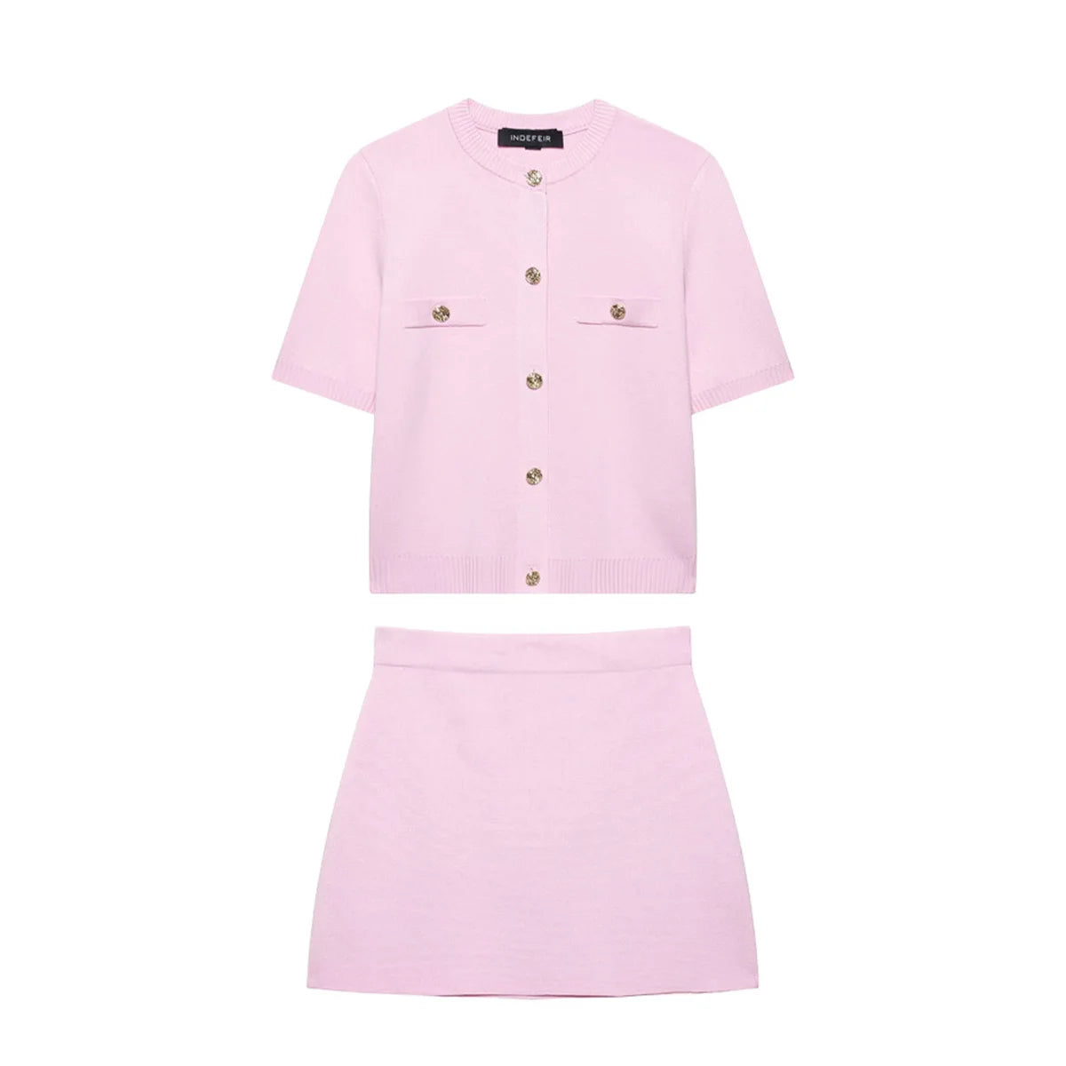 Short Sleeve Knit Top and Mini Skirt Set for Women