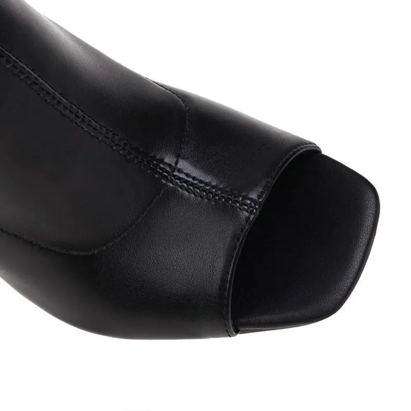 Chic Peep Toe High Heel Ankle Boots