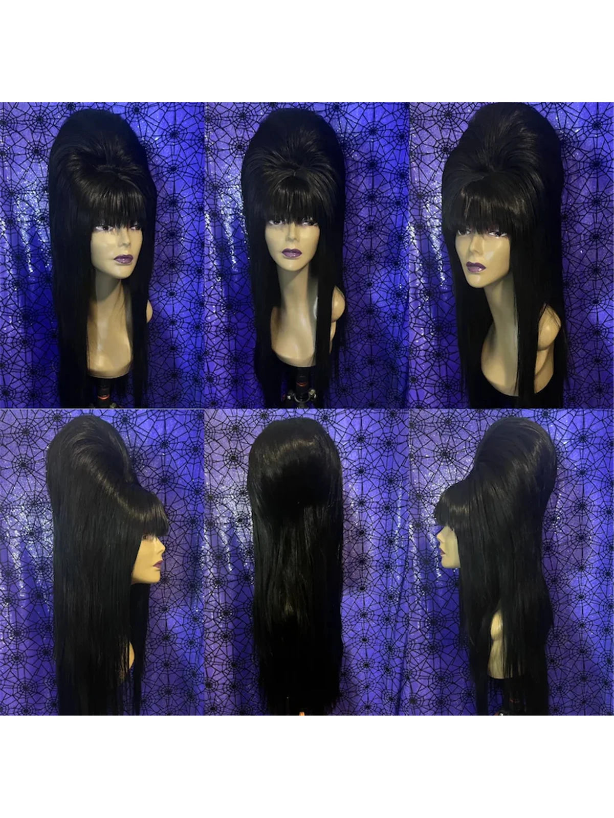 28inch Elvira Mistress of the Black Wig for Cosplay Costume Accessory
