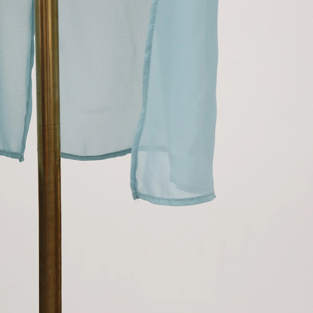 Loose Fit Asymmetrical Hem Chiffon Blouse for Women
