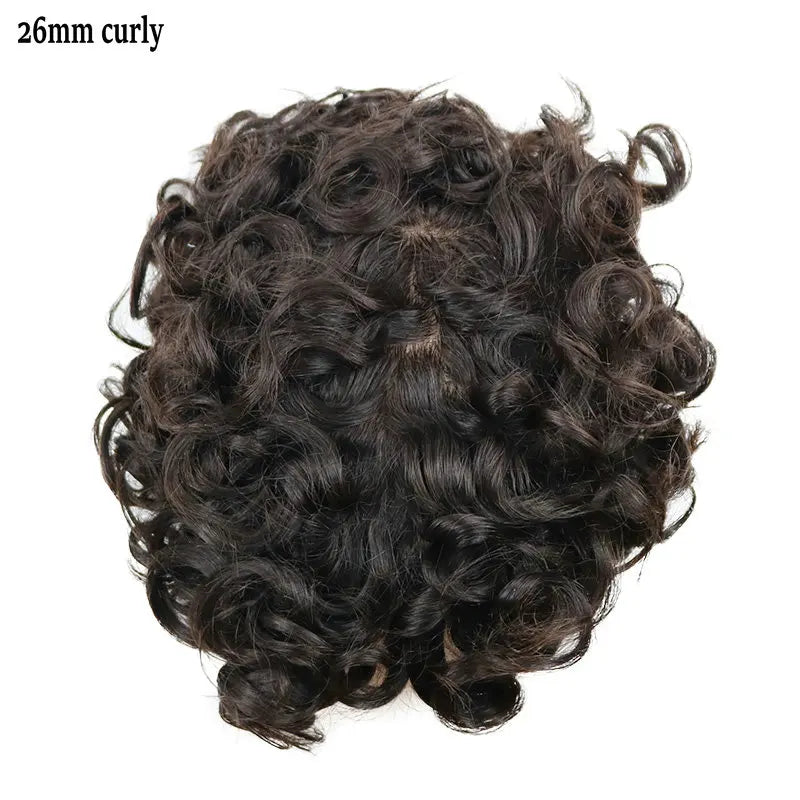 Curly Brazilian Human Hair Lace Base Toupee for Men