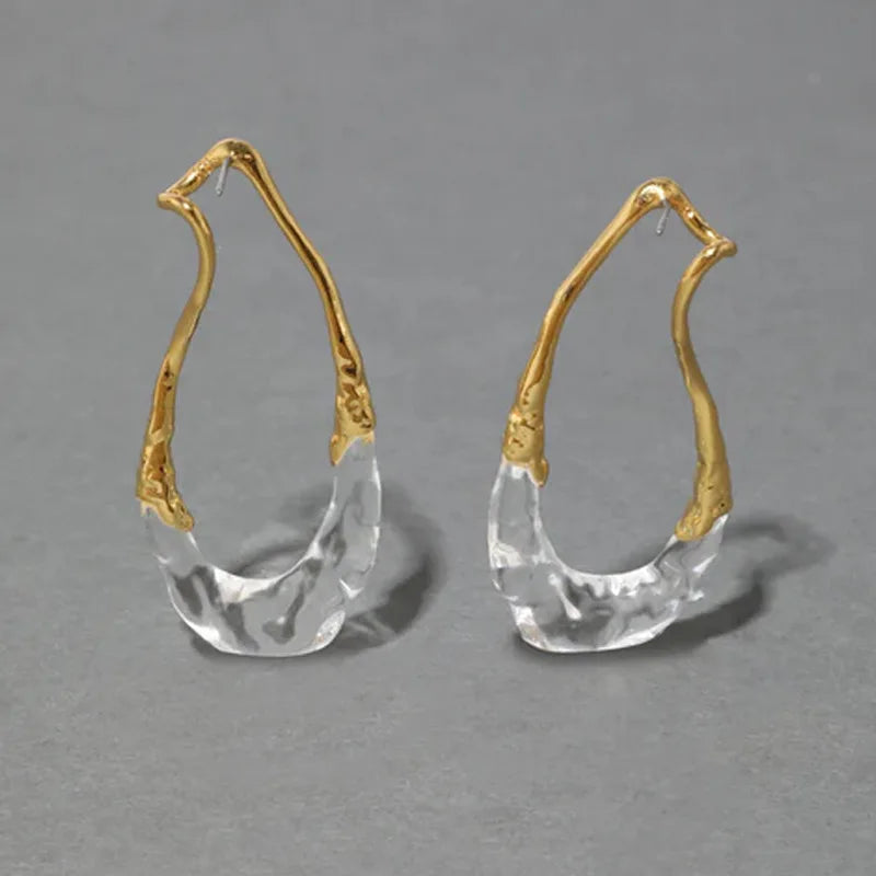 Stylish Geometric Two Tone Copper Stud Earrings for Women