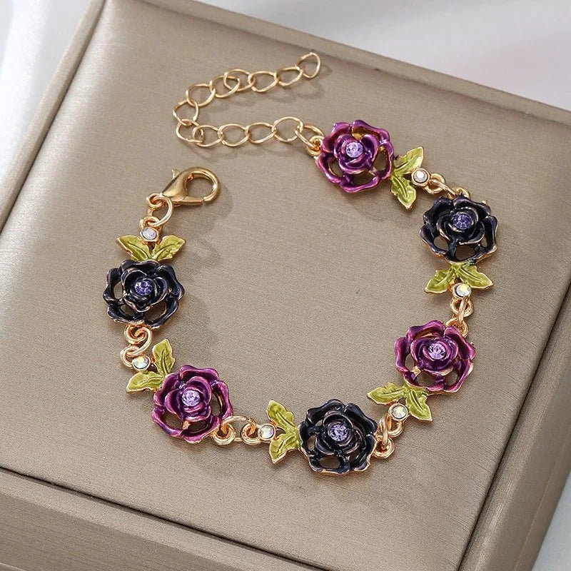 Multicolor Rose Charm Bracelet