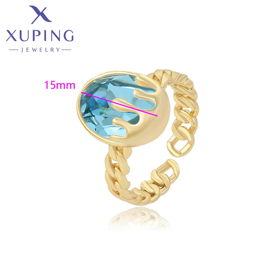 Open Gold Plated Crystal Cocktail Ring