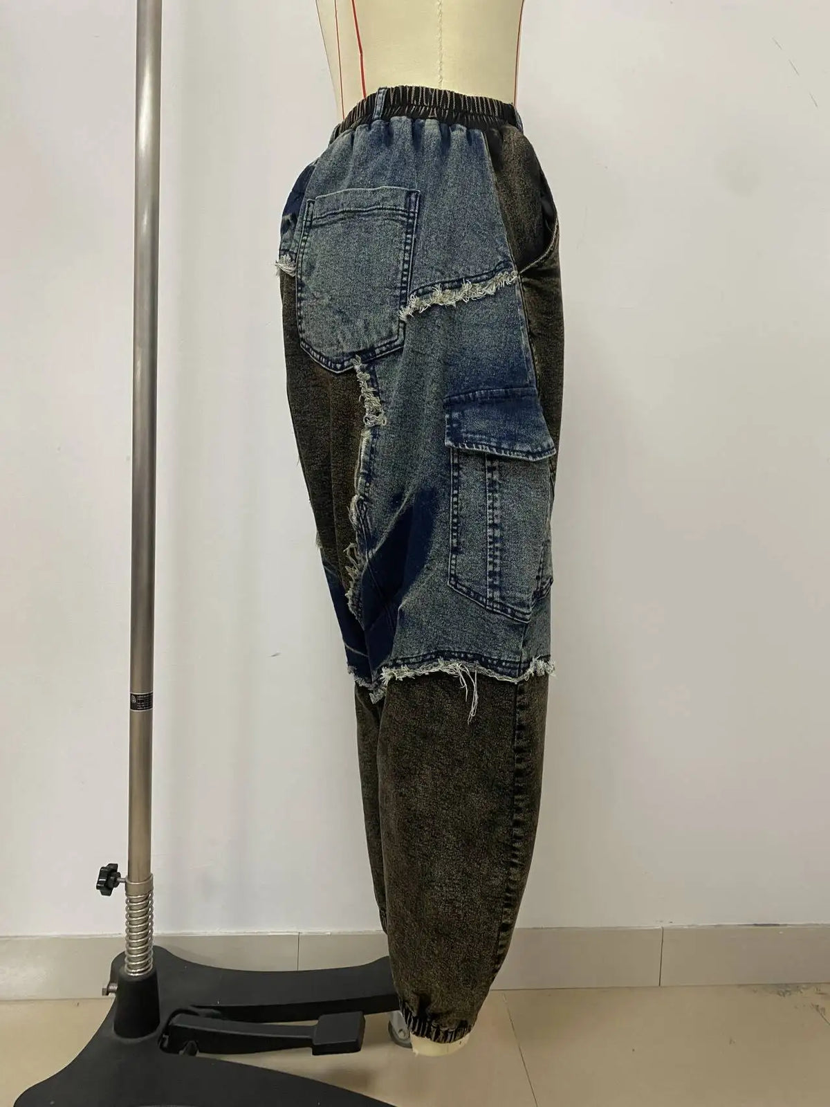 High Waist Patchwork Loose Fit Harem Jeans for Women
