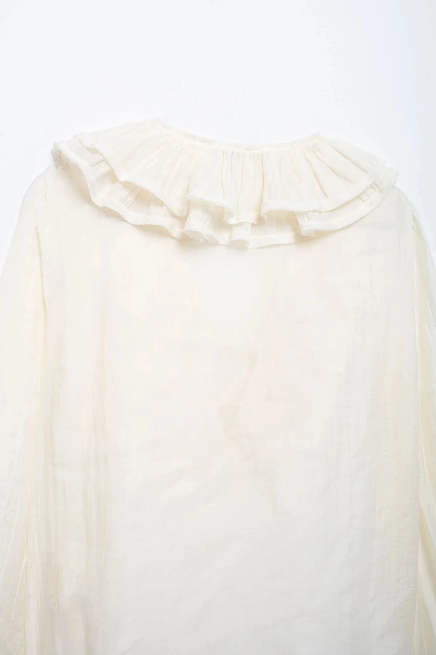 Elegant Retro V Neck Ruffle Trim Long Sleeve Top for Women