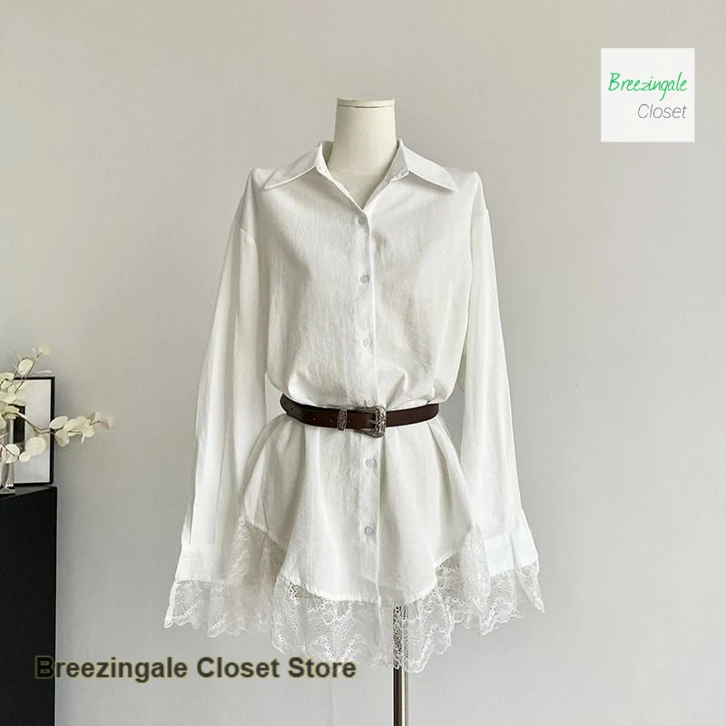 Casual Loose Long Sleeve Asymmetric Lapel Dress For Women