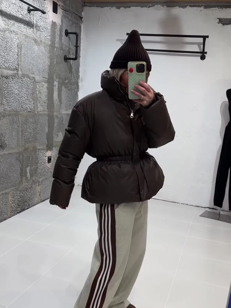 Warm Loose Fit Zipper Jacket With Stand Collar for Women