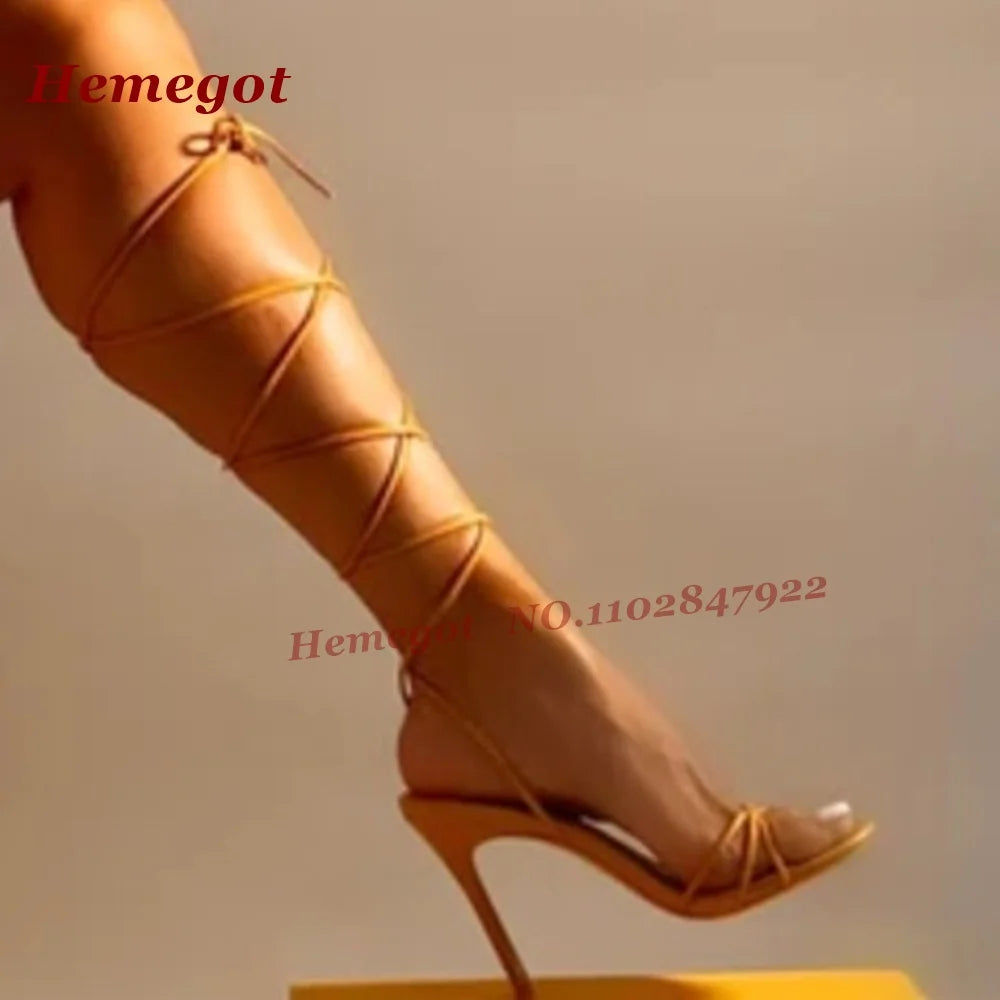 Orange Bows Cross Strappy Open Toe Sandals for Women