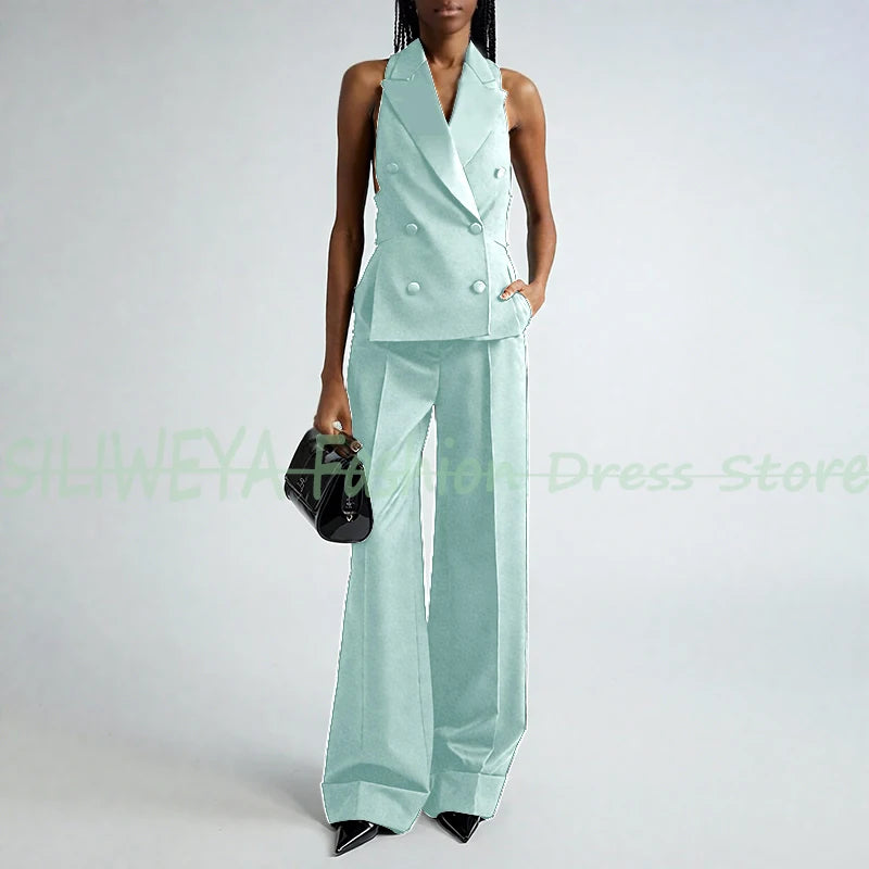 Double Breasted Vest And Pants Set