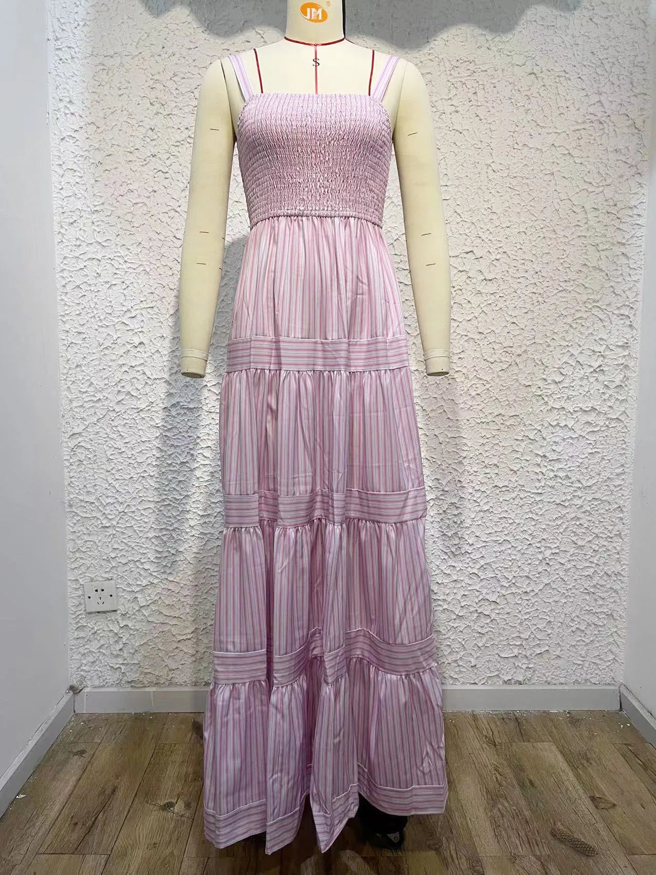 Elegant Striped Spaghetti Strap Maxi Dress for Women