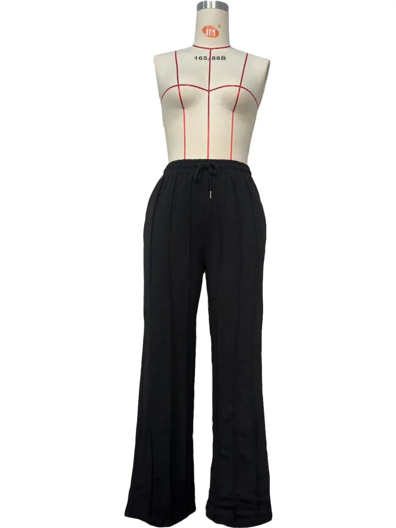 Striped Ribbon Straight Leg Jogger Pants for Women