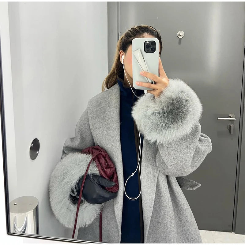 Elegant Longline Turn Down Collar Winter Coat for Women