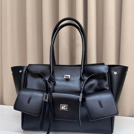 Luxury High Quality Tote Bag Brand Texture Lock Wing Bag Solid Color Simple New Horizontal Square Bag Women's Commuter Handbag