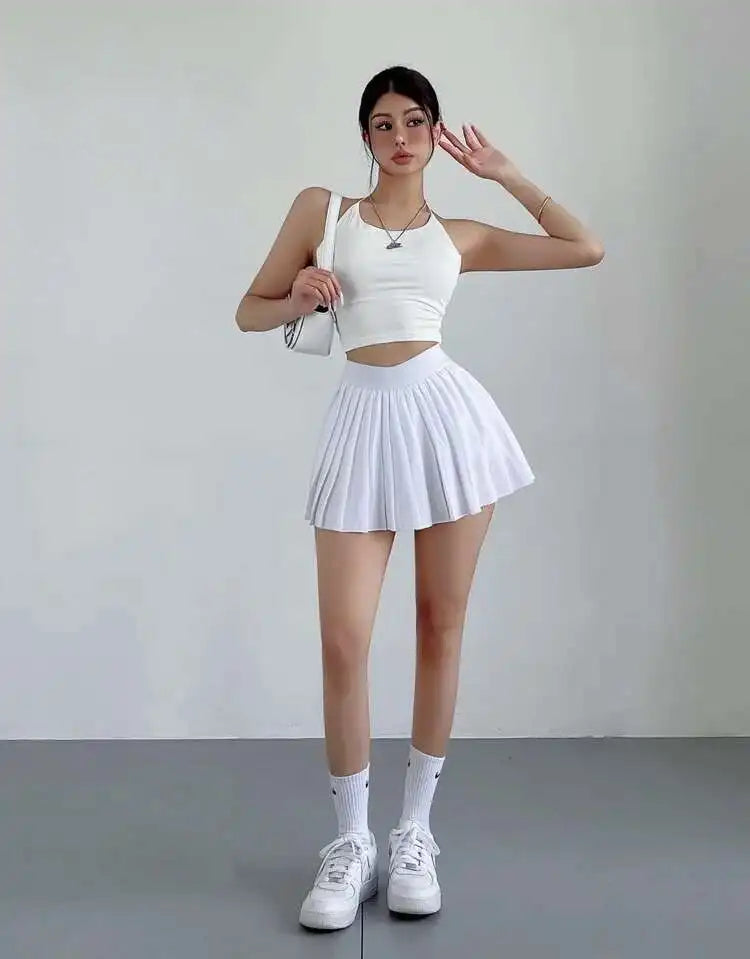High-Waisted Pleated Mini Skirt