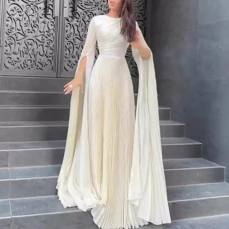 Pleated Solid Color Robe Dress