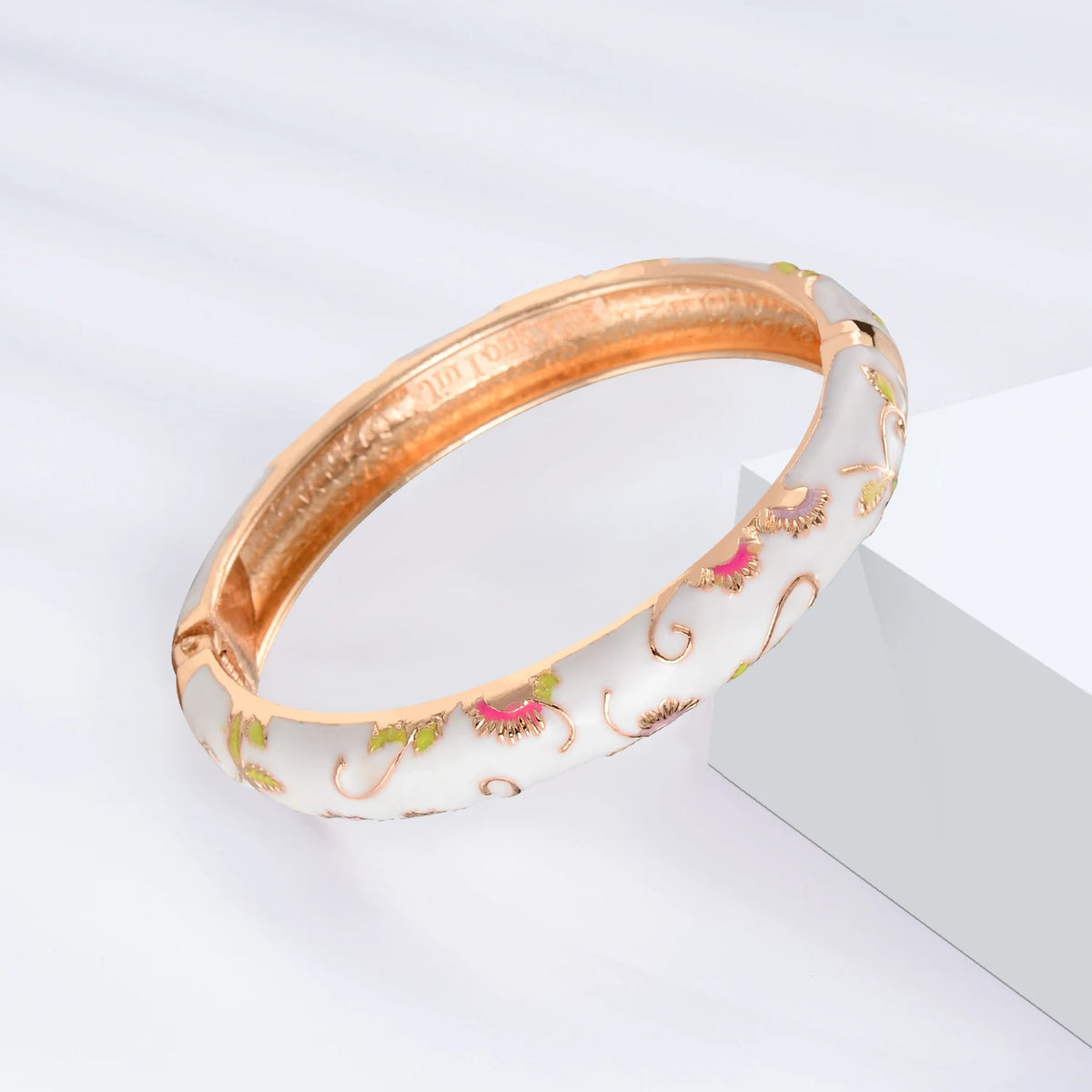 White Enamel Bohemian Bangle Bracelet