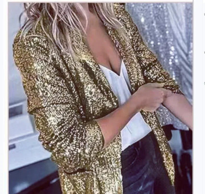 Customized 2025 New Women'sSequin Blazer Jackets Clothing Long Sleeve Elegant Jacket Autumn/Winter Collection Female Set