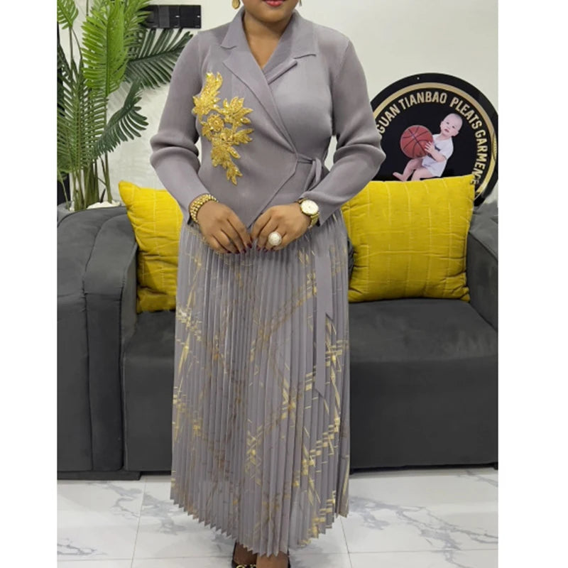 Fake 2 pieces robe africains femme fashion african traditional dresses for woman dashiki evening dress africa clothing 2025