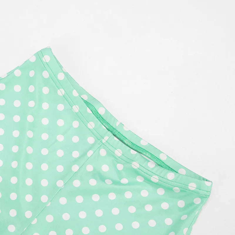 Polka Dot Print Halter Backless Tank Top Two Piece Set for Women