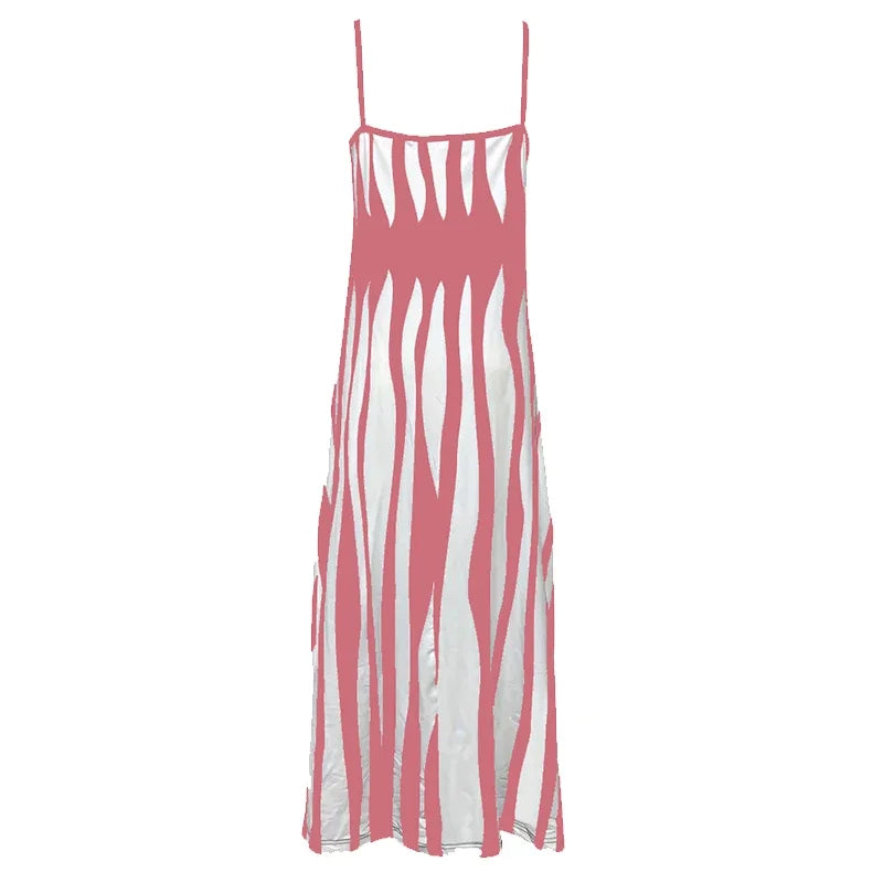 Casual Striped Sleeveless Knit Maxi Dress For Women