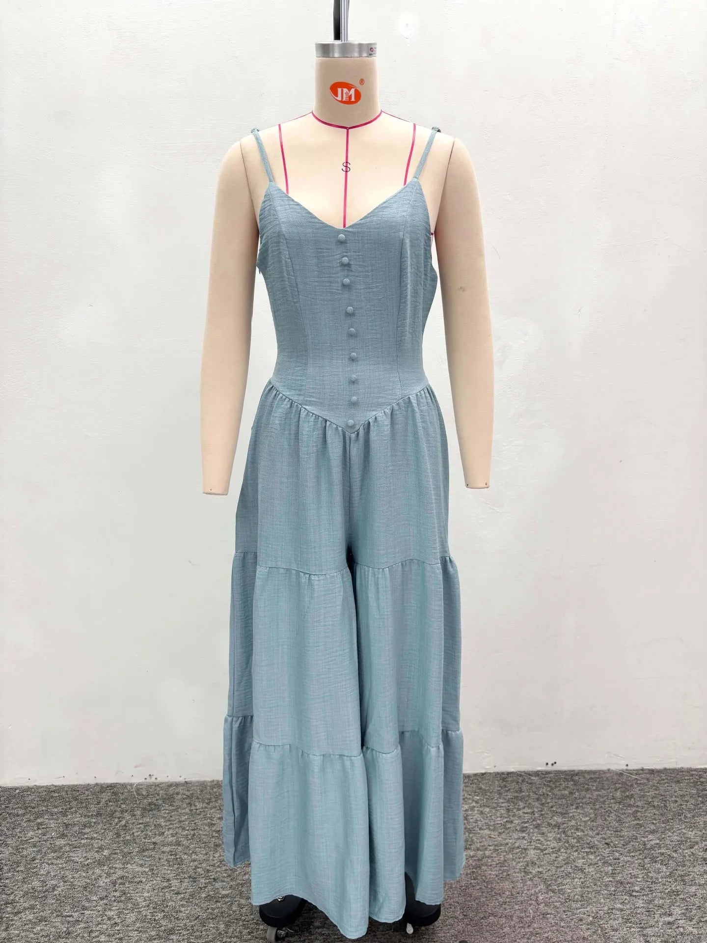 Spaghetti Strap Wide-Leg Jumpsuit with Button Details for Women