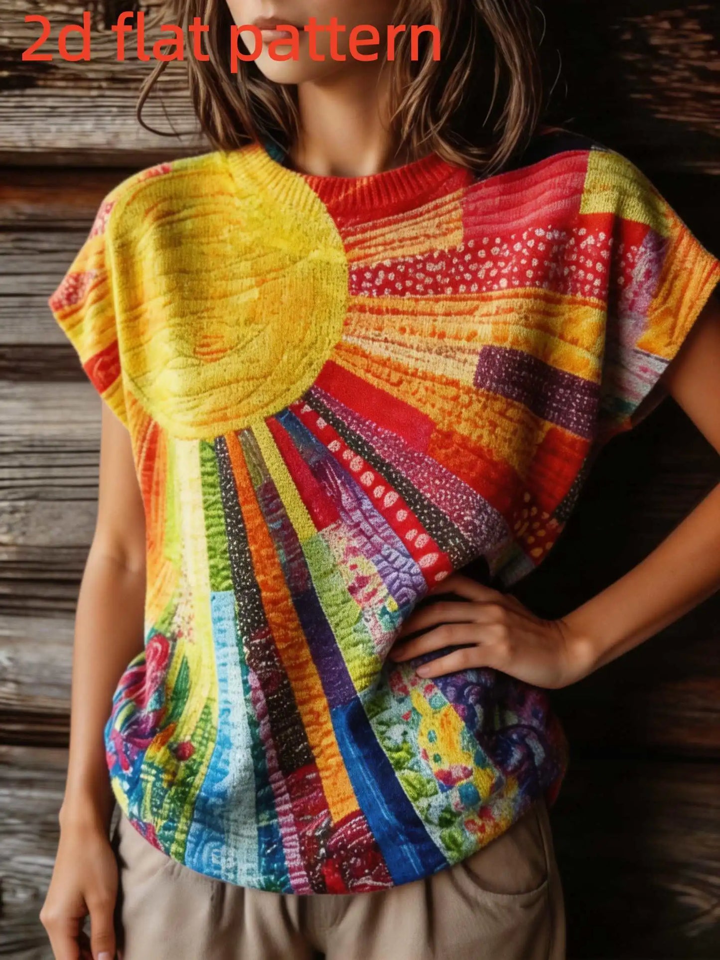 Flat Digital Print Sleeveless Pullover Top for Women
