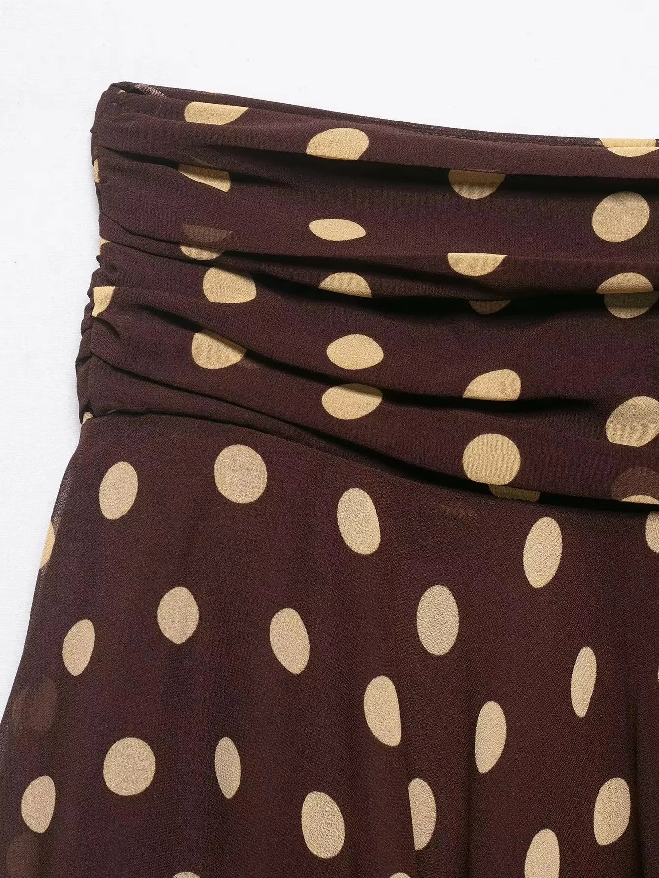 Chic Polka Dot Pleated High Waist Mini Skirt for Women