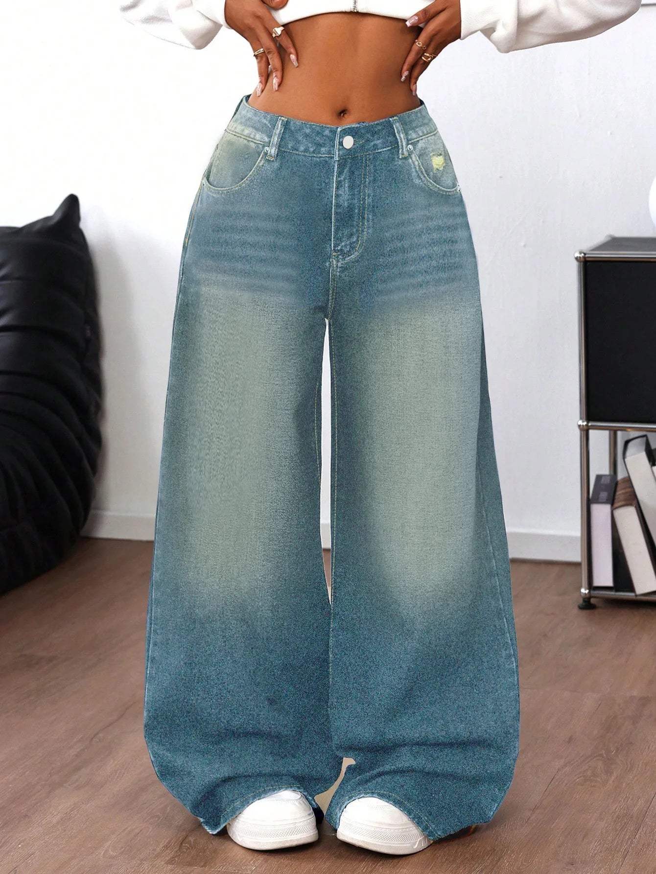 Retro Baggy Jeans Women Clothing Street Fashion Washed Distressed High Waisted Jeans Woman Casual Wide Leg Jeans Pants