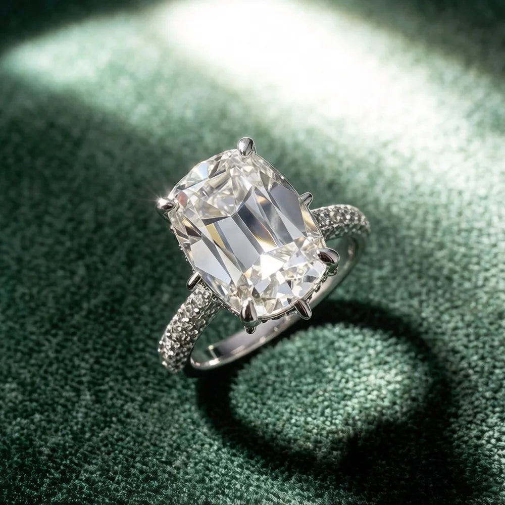 Old European Cut Moissanite Sterling Silver Ring for Women