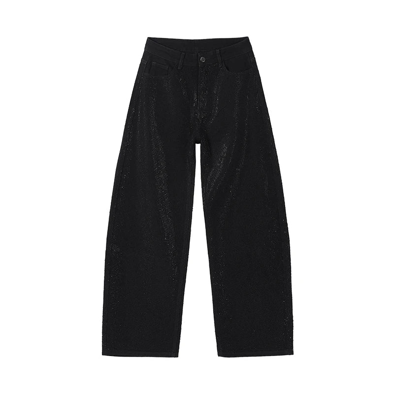 Sequined High Waist Wide Leg Pants with Pockets for Women