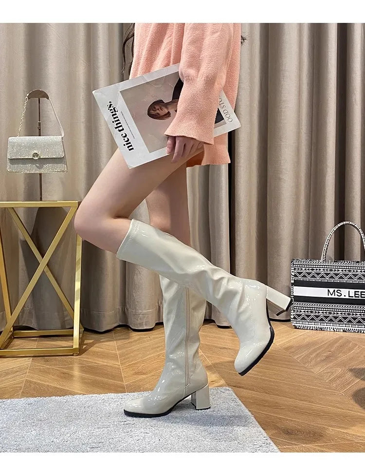 Elegant Shimmering Knee-High Go-Go Boots for Women