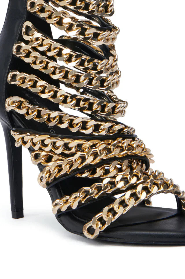Strappy Gold Chain Stiletto Sandals