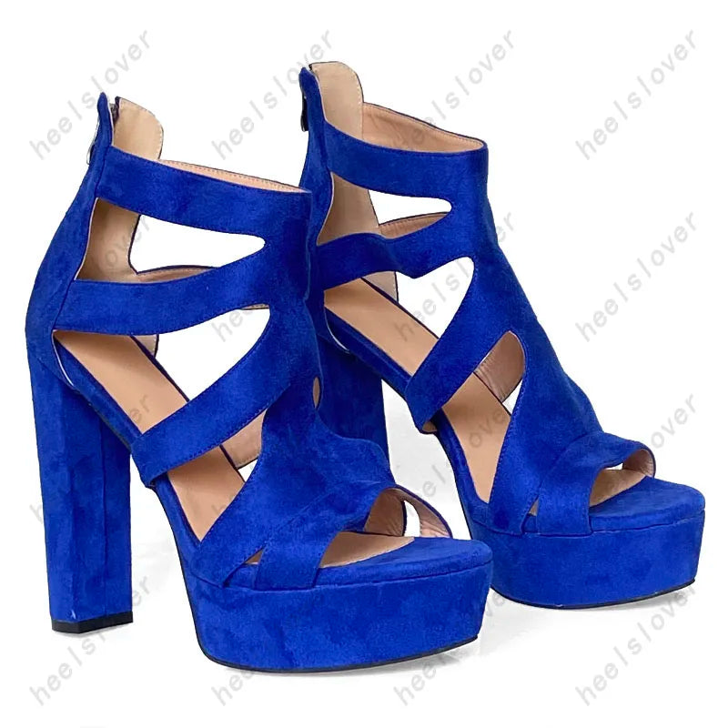 Open Toe Platform Sandals With Square Heel For Women